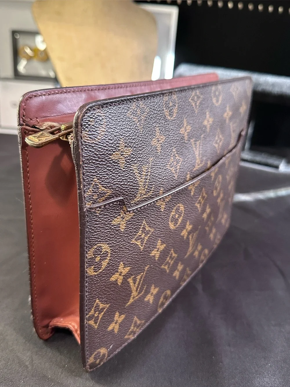 Auth LOUIS VUITTON Pochette Homme M51795 Monogram Clutch/Crossbody Bag